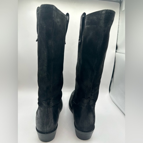 Vintage Foundry Aliza Cowboy Cowgirl campus riding boot black Leather square toe - Picture 11 of 17